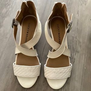 Lucky Brand off-white wedge sandals